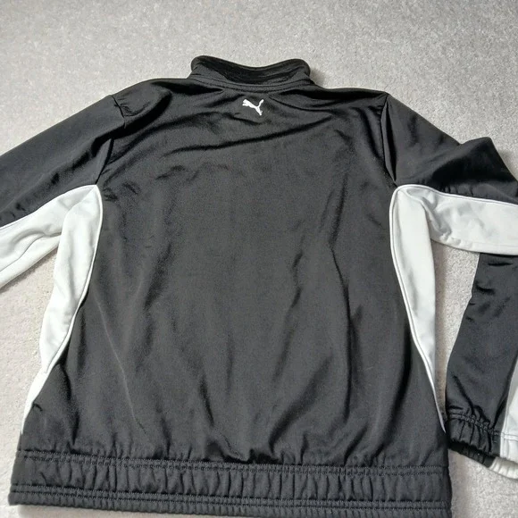 Womens Puma Long Sleeve Athletic Coat Small Black & White Old School Full Zip - Picture 12 of 13